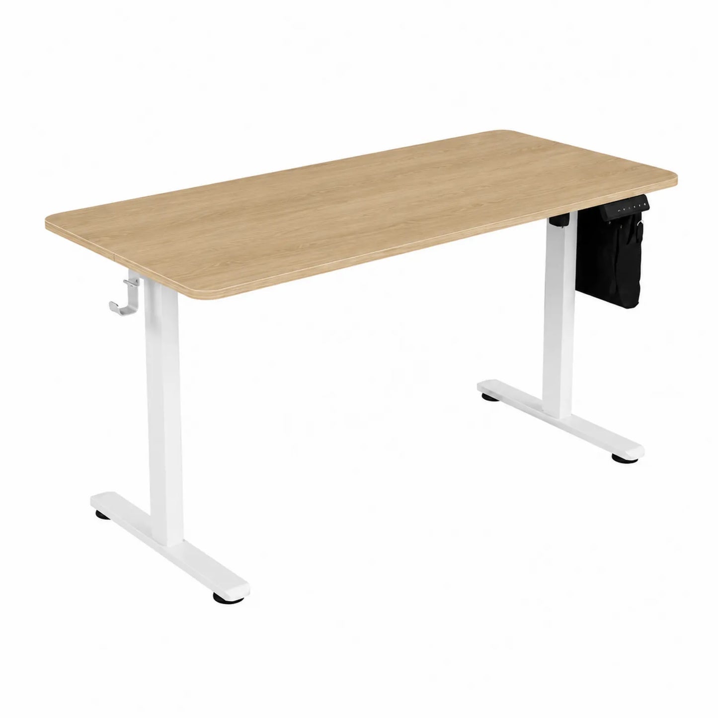 Höhenverstellbarer Schreibtisch MDF Stahl Hellbraun/Weiß