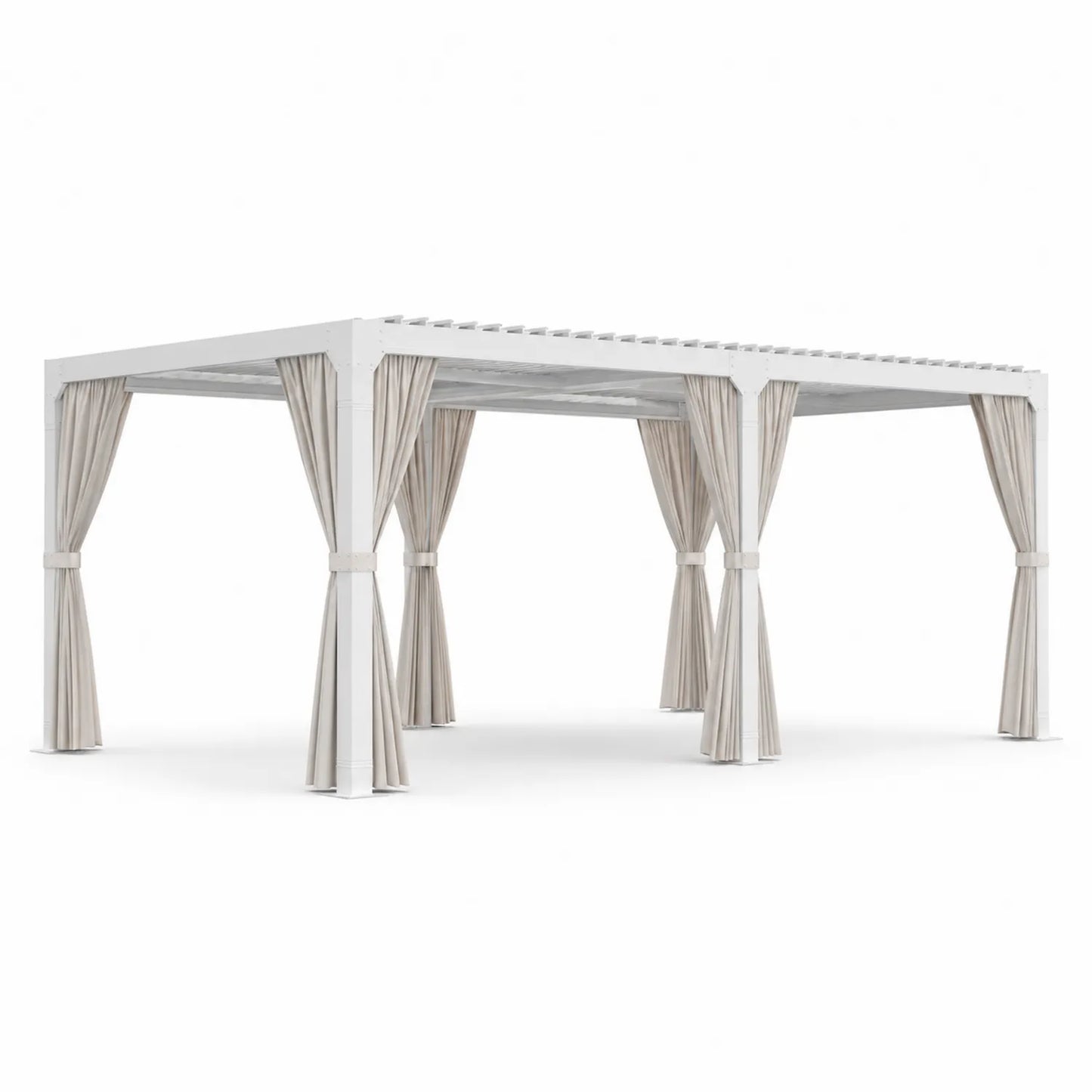 Pergola aus Aluminium mit Vorhängen 300x400x230 cm Beige
