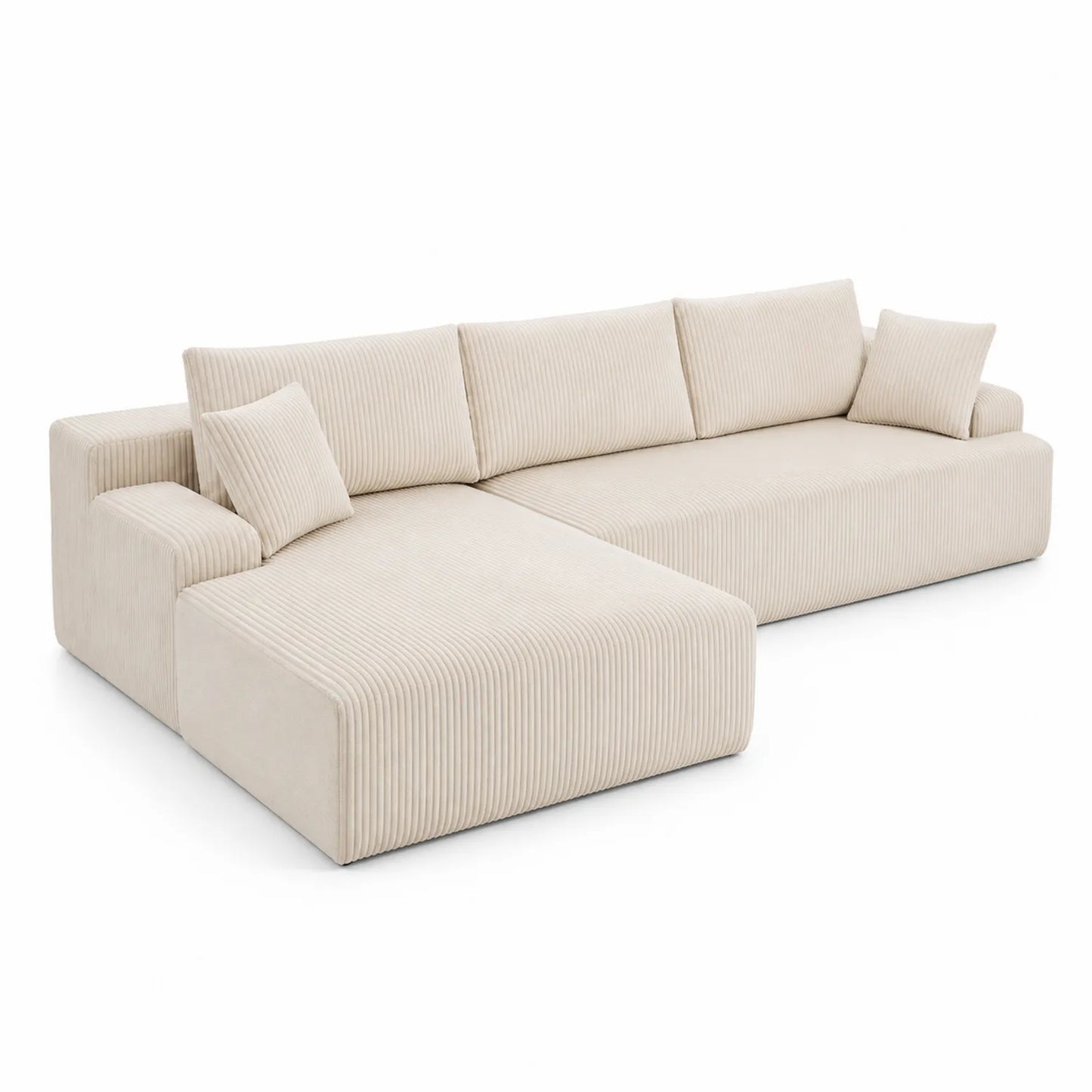 Ecksofa Beige Kord 300x200 cm