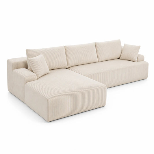 Ecksofa Beige Kord 300x200 cm