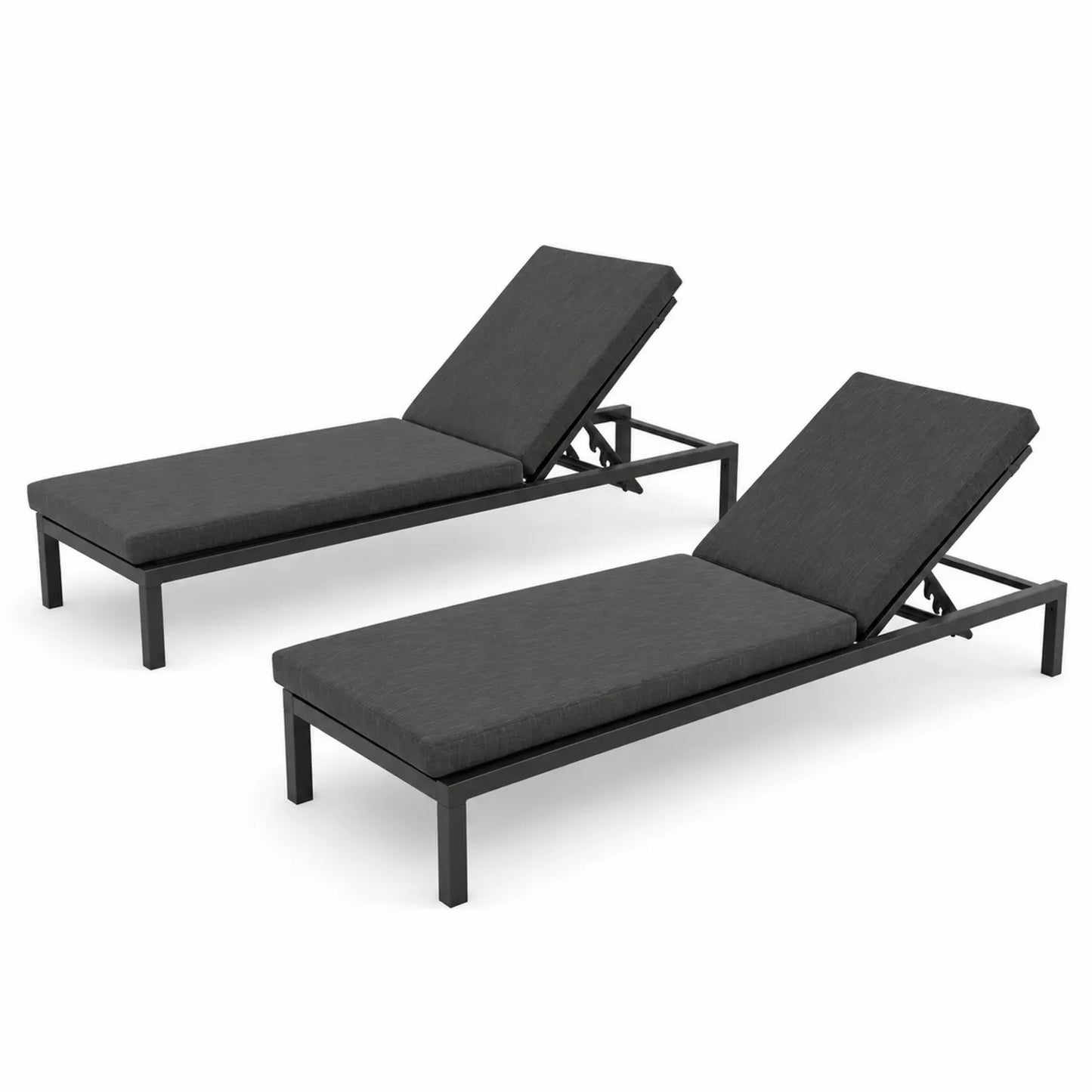 2er-Set Aluminium Sonnenliegen mit Verstellbarer Rückenlehne Anthrazit