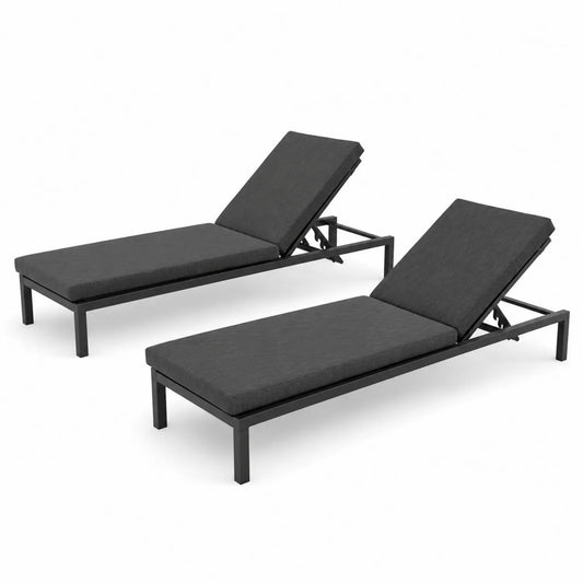 2er-Set Aluminium Sonnenliegen mit Verstellbarer Rückenlehne Anthrazit