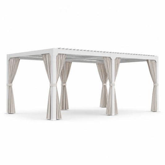 Pergola aus Aluminium mit Vorhängen 300x400x230 cm Beige